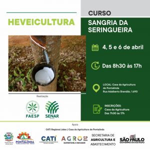 Senar, com apoio da CATI, oferece novo curso sobre Sangria da Seringueira – as inscrições são gratuitas